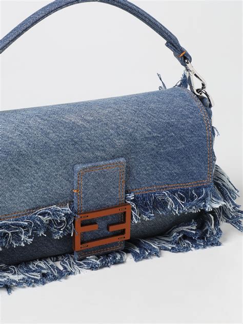 fendi denim shoulder bag|genuine Fendi baguette.